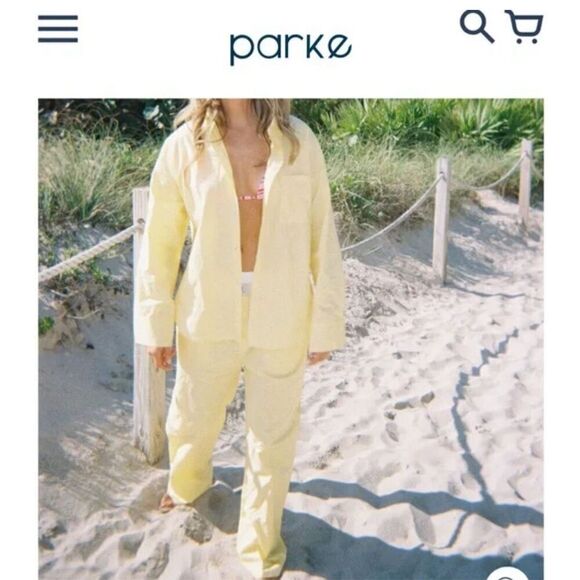 1 New Parke Yellow Button Down Boyfriend Poplin Shirt Size XS - Picture 5 of 11